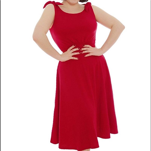 Lindy Bop Dresses & Skirts - Lindy Bop 12/14 Ethel Dress Scarlet Waffle Stretch